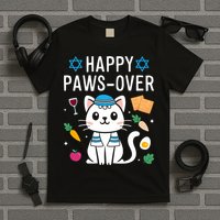Happy Pawsover Cat Lover Funny Cat Passover Seder T-Shirt