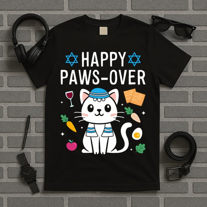 Happy Pawsover Cat Lover Funny Cat Passover Seder T-Shirt