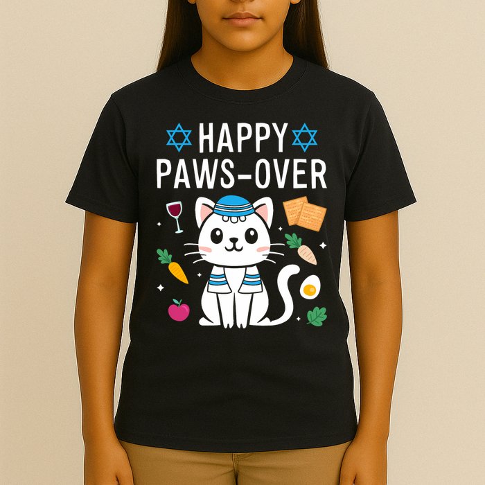 Happy Pawsover Cat Lover Funny Cat Passover Seder T-Shirt