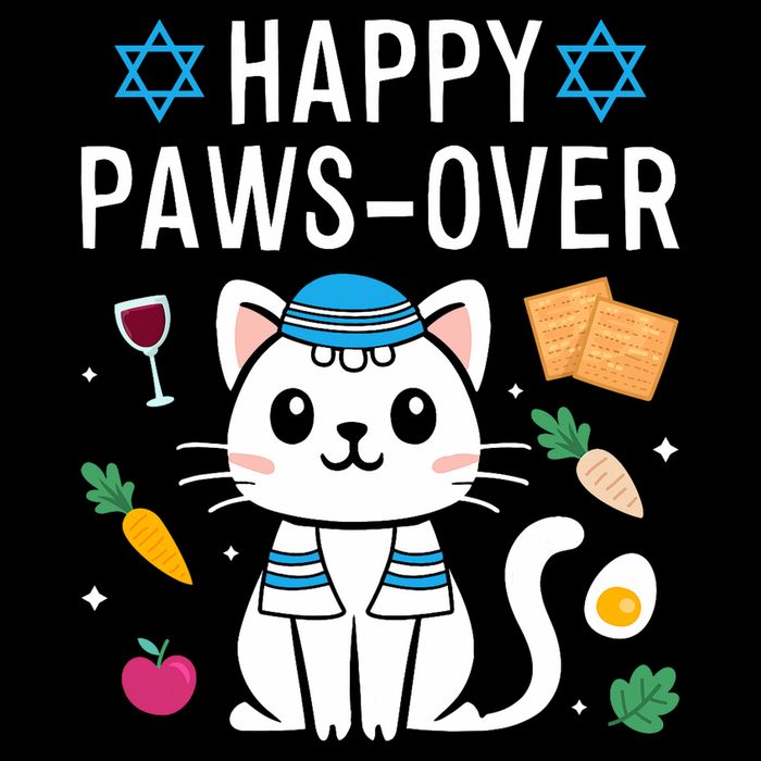 Happy Pawsover Cat Lover Funny Cat Passover Seder T-Shirt