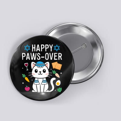 Happy Pawsover Cat Lover Funny Cat Passover Seder Button