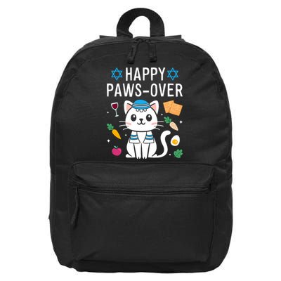 Happy Pawsover Cat Lover Funny Cat Passover Seder 16 in Basic Backpack