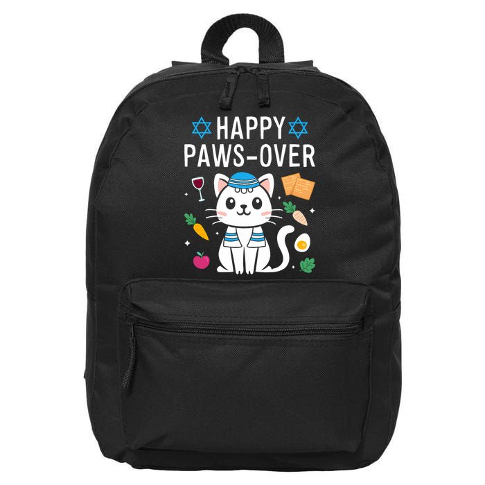 Happy Pawsover Cat Lover Funny Cat Passover Seder 16 in Basic Backpack