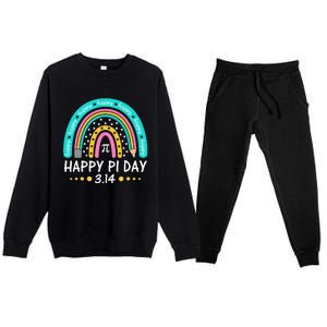 Happy Pi Day Mathematic Math Teacher Gift Rainbow Premium Crewneck Sweatsuit Set