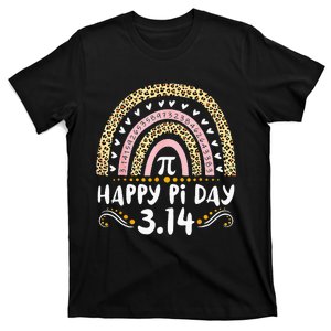 Happy Pi Day Mathematic Math Teacher Gifts Leopard Rainbow T-Shirt