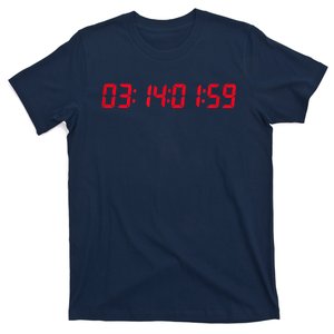 Happy Pi Day 03140159 Constant 3.14159 Digital Clock Math T-Shirt