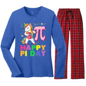 Happy Pi Day 3 14 Cute Math Unicorn Gift Women's Long Sleeve Flannel Pajama Set 