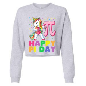 Happy Pi Day 3 14 Cute Math Unicorn Gift Cropped Pullover Crew