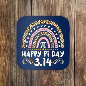 Happy Pi Day Mathematic Math Teacher Gifts Leopard Rainbow Coaster