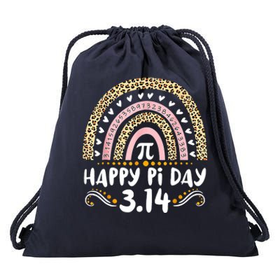 Happy Pi Day Mathematic Math Teacher Gifts Leopard Rainbow Drawstring Bag