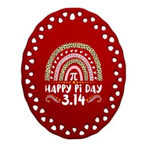 Happy Pi Day Mathematic Math Teacher Gifts Leopard Rainbow Ceramic Oval Ornament