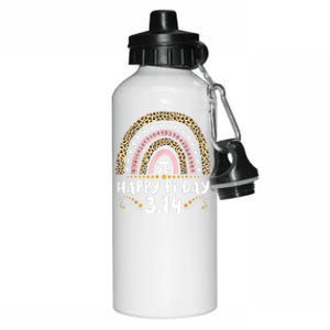 Happy Pi Day Mathematic Math Teacher Gifts Leopard Rainbow Aluminum Water Bottle