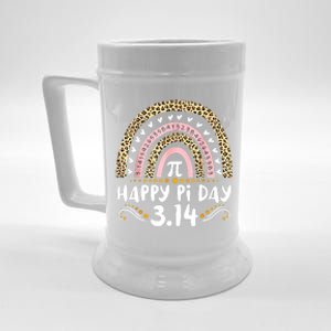 Happy Pi Day Mathematic Math Teacher Gifts Leopard Rainbow Beer Stein