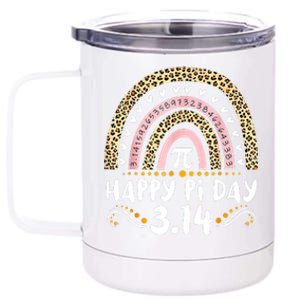 Happy Pi Day Mathematic Math Teacher Gifts Leopard Rainbow 12 oz Stainless Steel Tumbler Cup