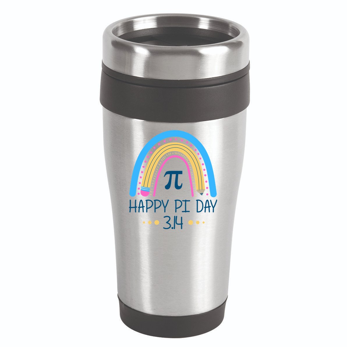 Happy Pi Day Pencil Rainbow March 14th 16oz Travel Tumbler