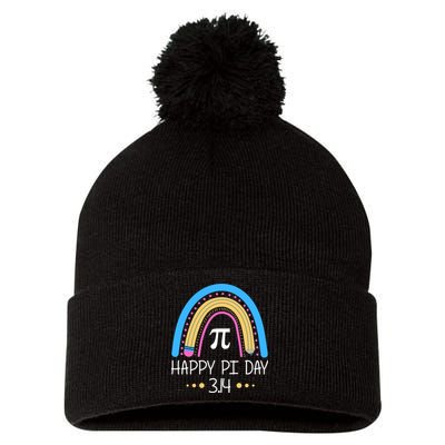 Happy Pi Day Pencil Rainbow March 14th Pom Pom 12in Knit Beanie