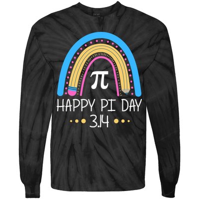 Happy Pi Day Pencil Rainbow March 14th Tie-Dye Long Sleeve Shirt