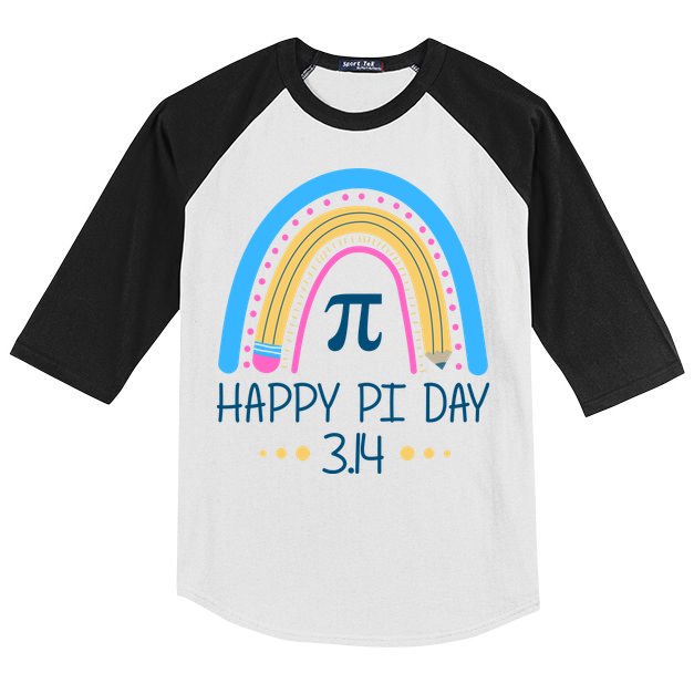 Happy Pi Day Pencil Rainbow March 14th Kids Colorblock Raglan Jersey