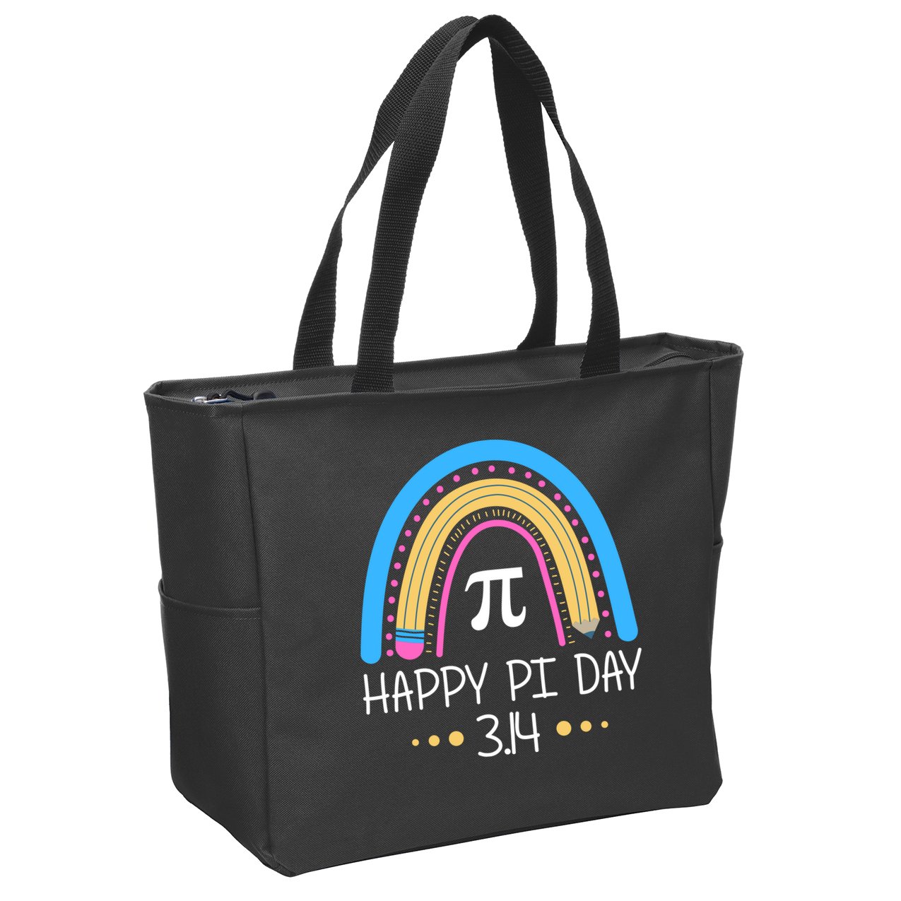 Happy Pi Day Pencil Rainbow March 14th Zip Tote Bag