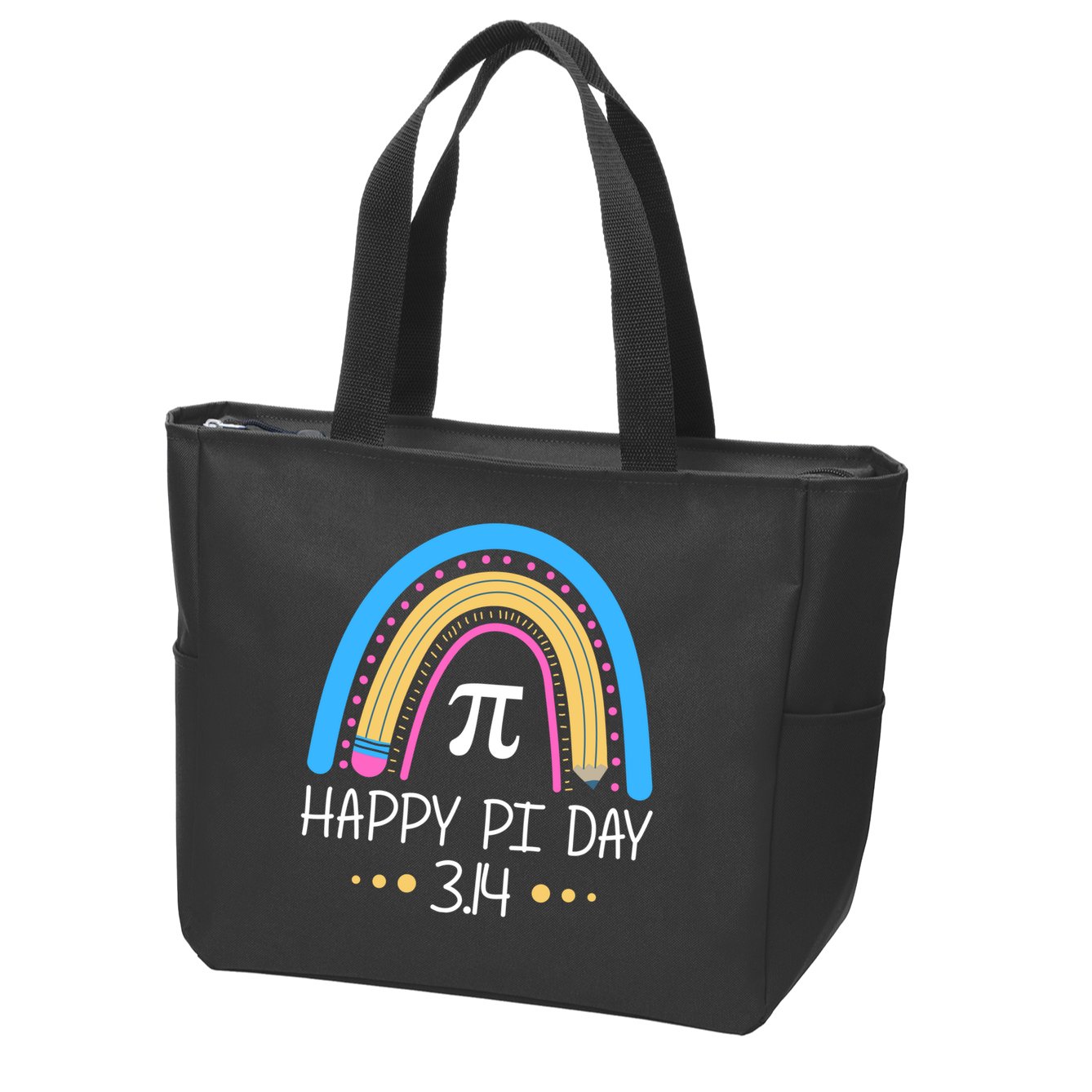 Happy Pi Day Pencil Rainbow March 14th Zip Tote Bag