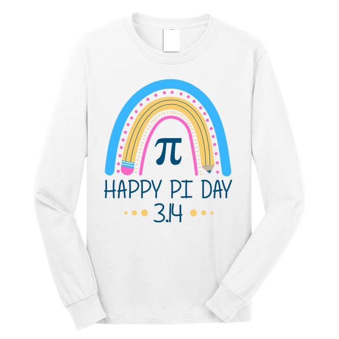 Happy Pi Day Pencil Rainbow March 14th Long Sleeve Shirt