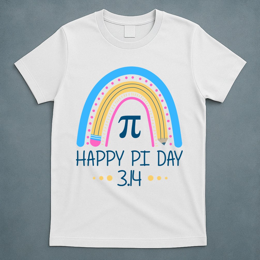 Happy Pi Day Pencil Rainbow March 14th T-Shirt