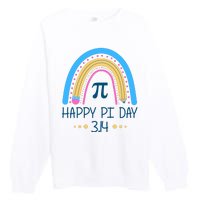 Happy Pi Day Pencil Rainbow March 14th Premium Crewneck Sweatshirt