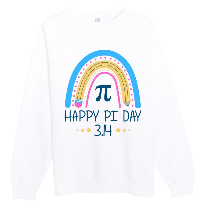 Happy Pi Day Pencil Rainbow March 14th Premium Crewneck Sweatshirt