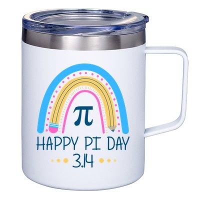 Happy Pi Day Pencil Rainbow March 14th 12oz Stainless Steel Coffee Mug