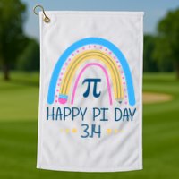 Happy Pi Day Pencil Rainbow March 14th Golf Towel
