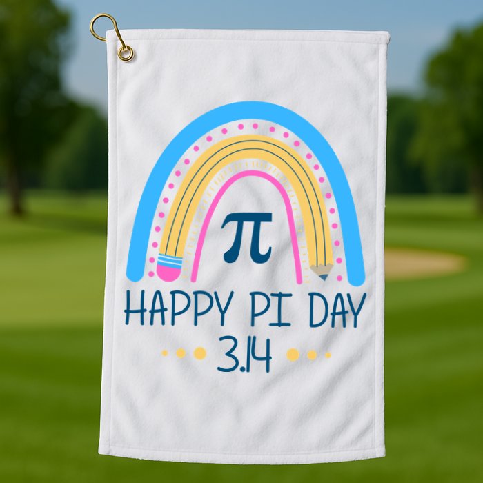 Happy Pi Day Pencil Rainbow March 14th Golf Towel