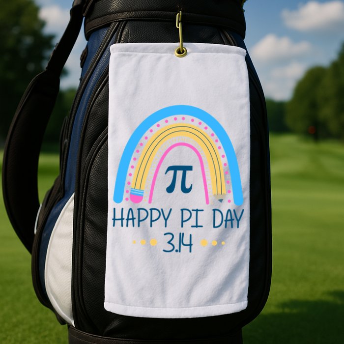 Happy Pi Day Pencil Rainbow March 14th Golf Towel