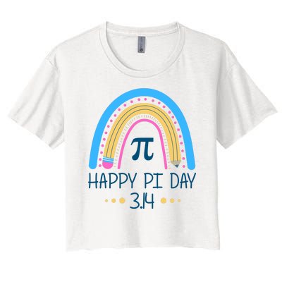 Happy Pi Day Pencil Rainbow March 14th Women's Crop Top Tee