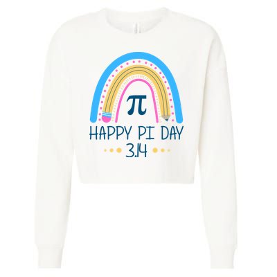 Happy Pi Day Pencil Rainbow March 14th Cropped Pullover Crew