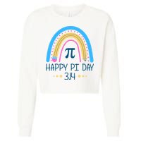 Happy Pi Day Pencil Rainbow March 14th Cropped Pullover Crew