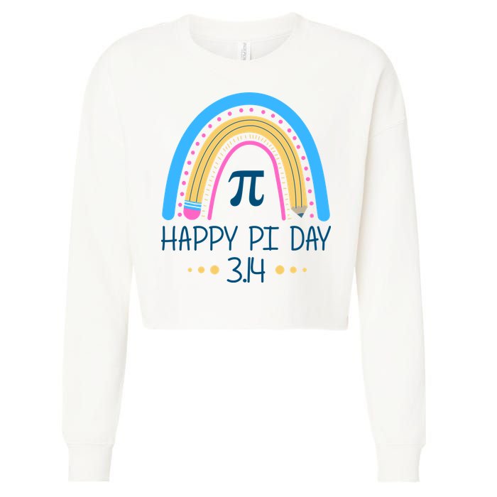 Happy Pi Day Pencil Rainbow March 14th Cropped Pullover Crew