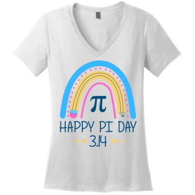 Happy Pi Day Pencil Rainbow March 14th Women's V-Neck T-Shirt