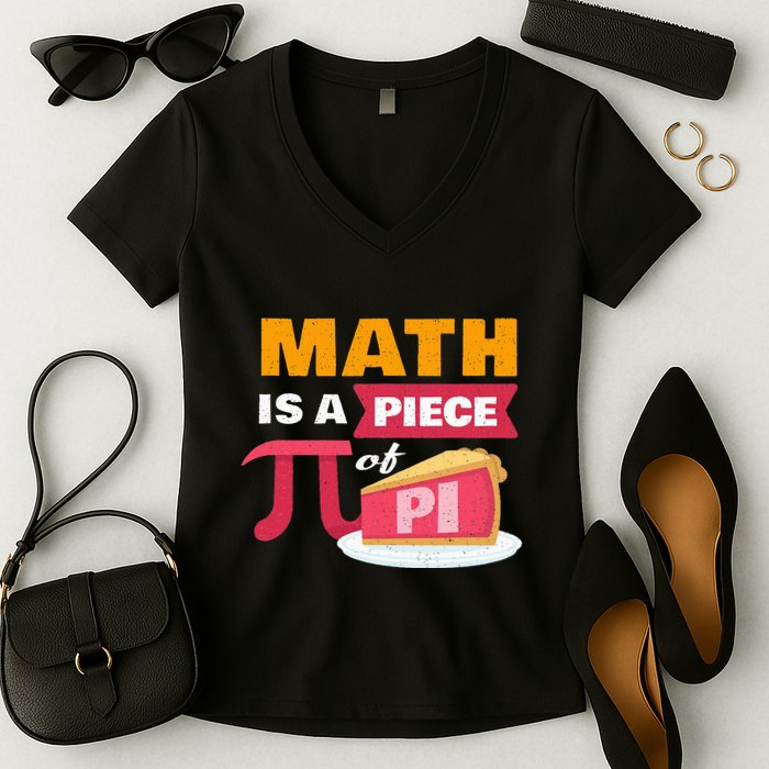 Happy Pi Day Math Is A Piece Of Pie 3.14 Stem Math Teacher Women's V-Neck T-Shirt