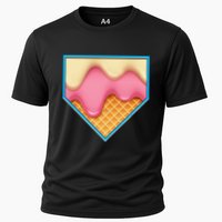 Home Plate Drip Ice Cream Dripping Softball & Baseball Cooling Performance Crew T-Shirt