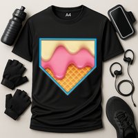 Home Plate Drip Ice Cream Dripping Softball & Baseball Cooling Performance Crew T-Shirt