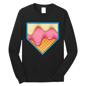 Home Plate Drip Ice Cream Dripping Softball & Baseball Long Sleeve Shirt