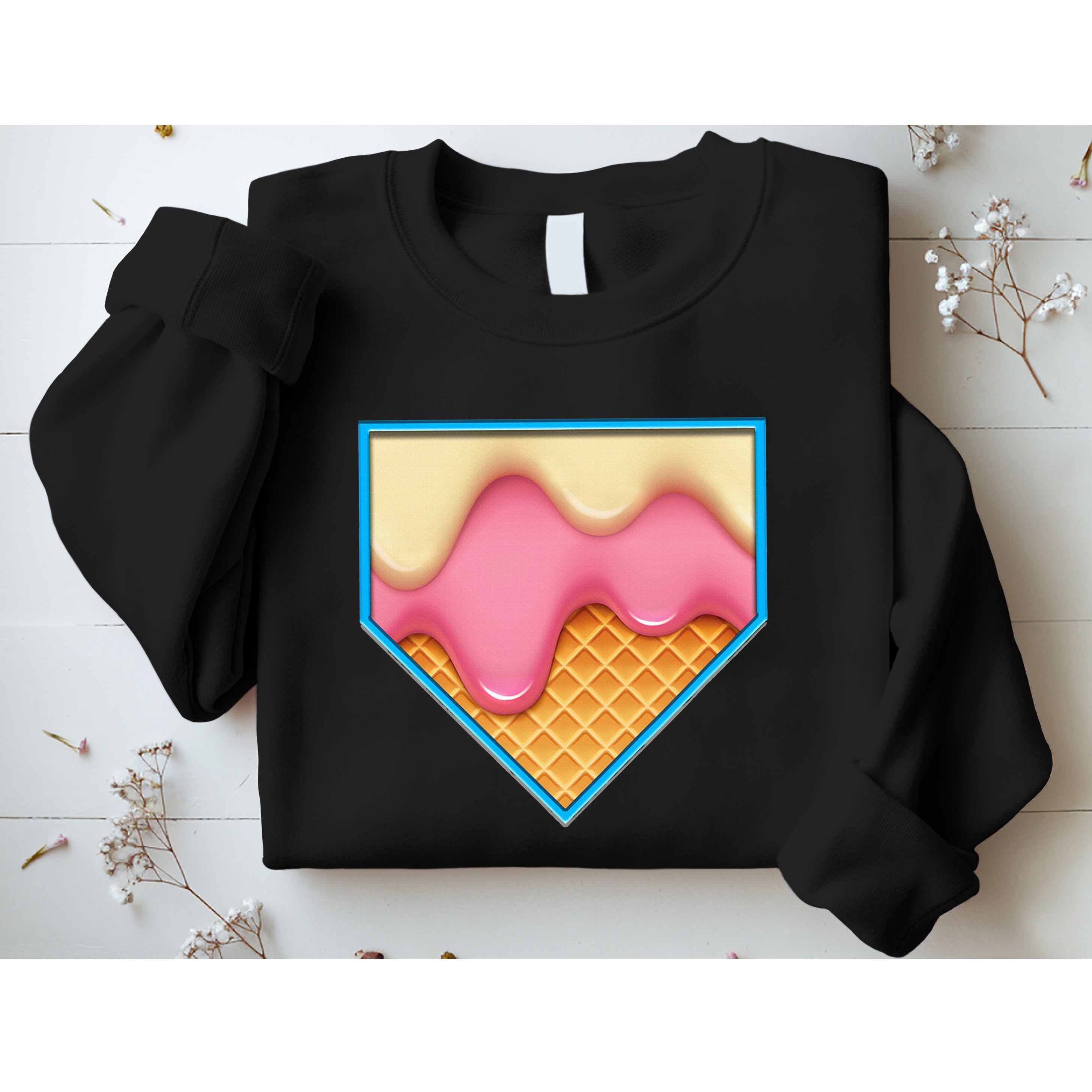 Home Plate Drip Ice Cream Dripping Softball & Baseball Sweatshirt