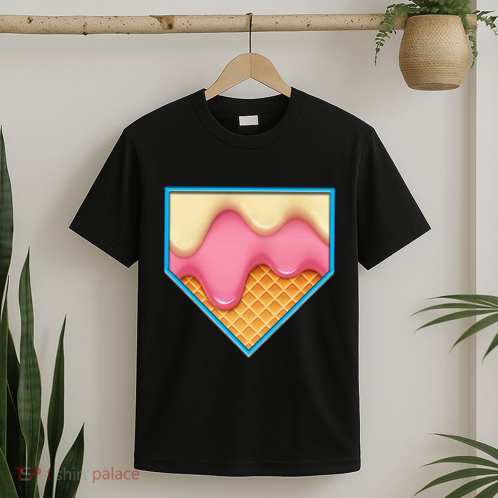 Home Plate Drip Ice Cream Dripping Softball & Baseball T-Shirt