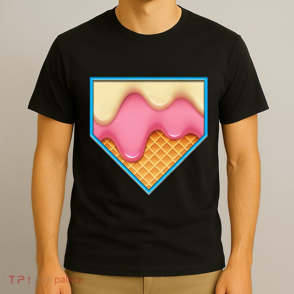 Home Plate Drip Ice Cream Dripping Softball & Baseball T-Shirt