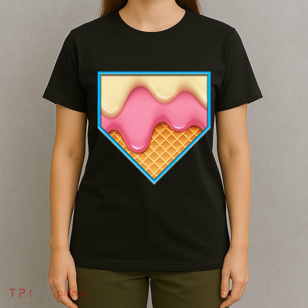 Home Plate Drip Ice Cream Dripping Softball & Baseball T-Shirt