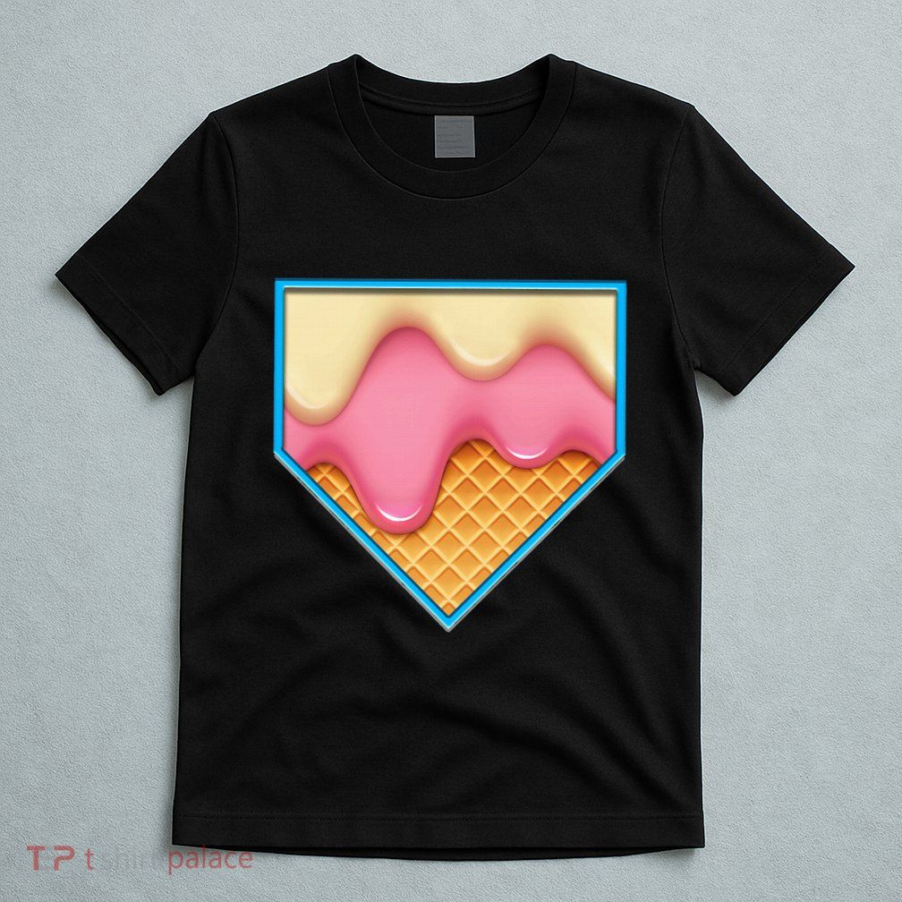 Home Plate Drip Ice Cream Dripping Softball & Baseball T-Shirt