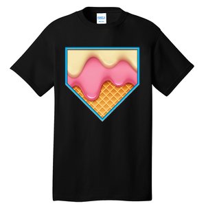 Home Plate Drip Ice Cream Dripping Softball & Baseball Tall T-Shirt