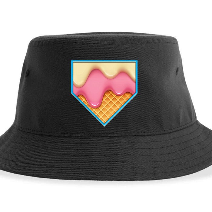 Home Plate Drip Ice Cream Dripping Softball & Baseball Sustainable Bucket Hat