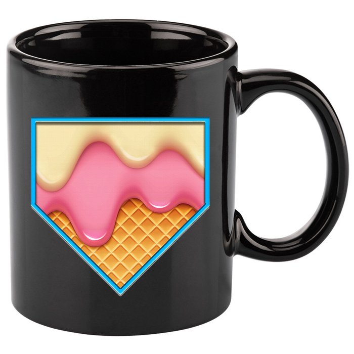 Home Plate Drip Ice Cream Dripping Softball & Baseball 11oz C Handle Ceramic Mug