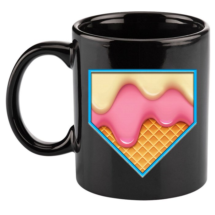 Home Plate Drip Ice Cream Dripping Softball & Baseball 11oz C Handle Ceramic Mug